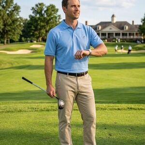 Ashworth Golf Polo Shirt Light Blue NWT Men’s Small 100% Cotton Premium